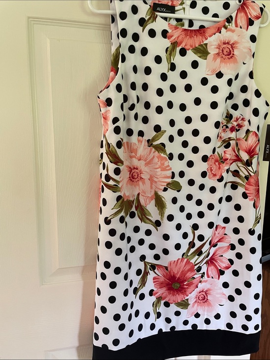 Alyx Other - Alyx White Polka Dot Shift Dress with Pink Floral Print